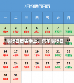 限行日历表奉上，汽车限行日