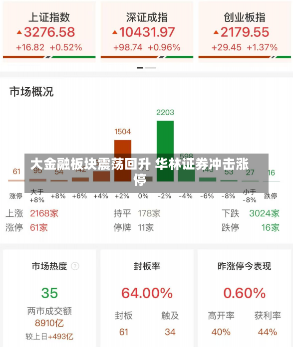 大金融板块震荡回升 华林证券冲击涨停