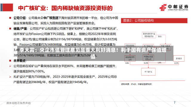 李大霄：央企市值管理意见是重大利好消息！利于国有资产保值增值